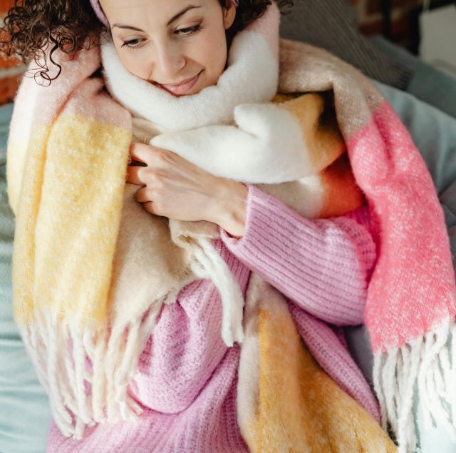 girl wearing luxurious cashmere scarves